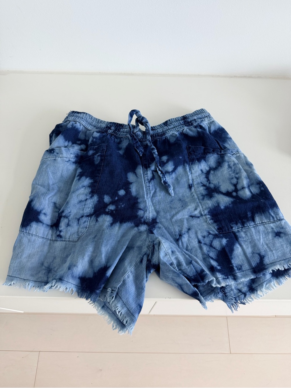 Tie-Dye Navy Blue Women’s Drawstring Shorts